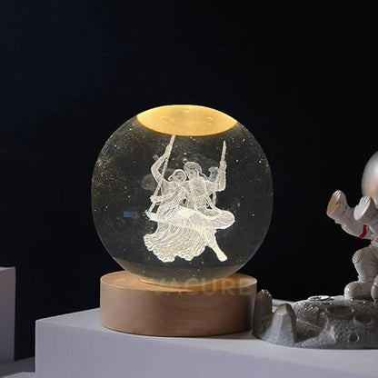 Radha Krishna on swing LED 3D Crystal Ball