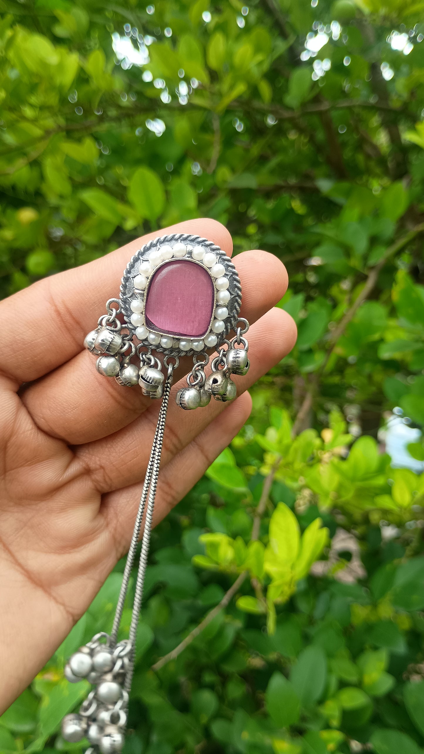 Silver Polish Oxidised Kashmiri Earrings